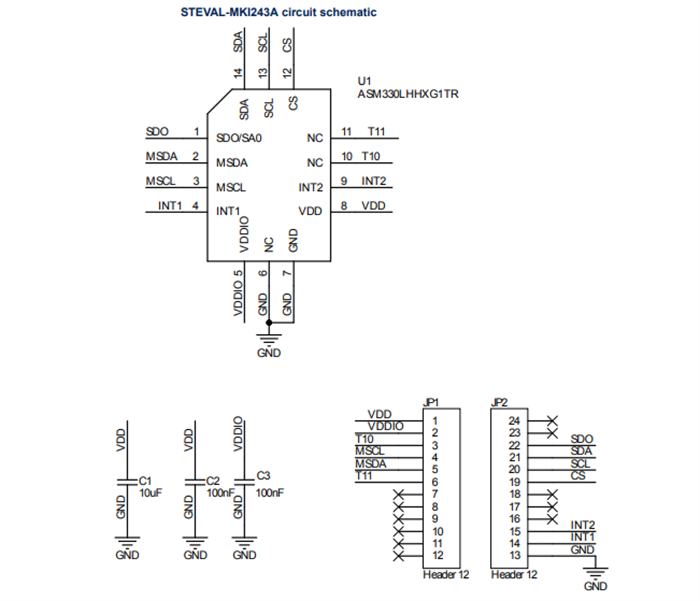 Schaltplan - STMicroelectronics STEVAL-MKI243A Adapterplatine
